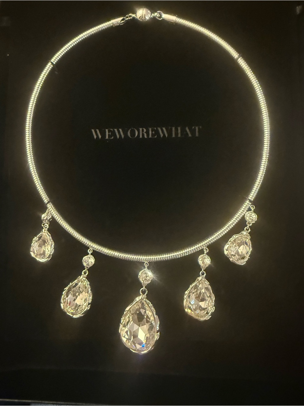 WeWoreWhat Crystal Pear Drop Snake Chain Necklace NWT